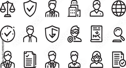 Business Ethics and Corporate Management Icon Set