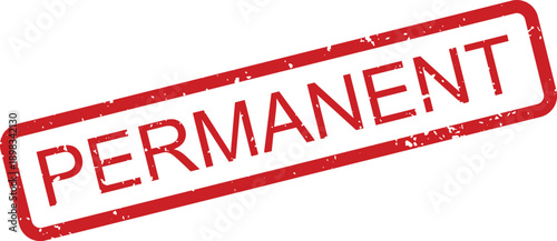 A vibrant red grunge rubber stamp clearly displaying the word PERMANENT for a lasting status
