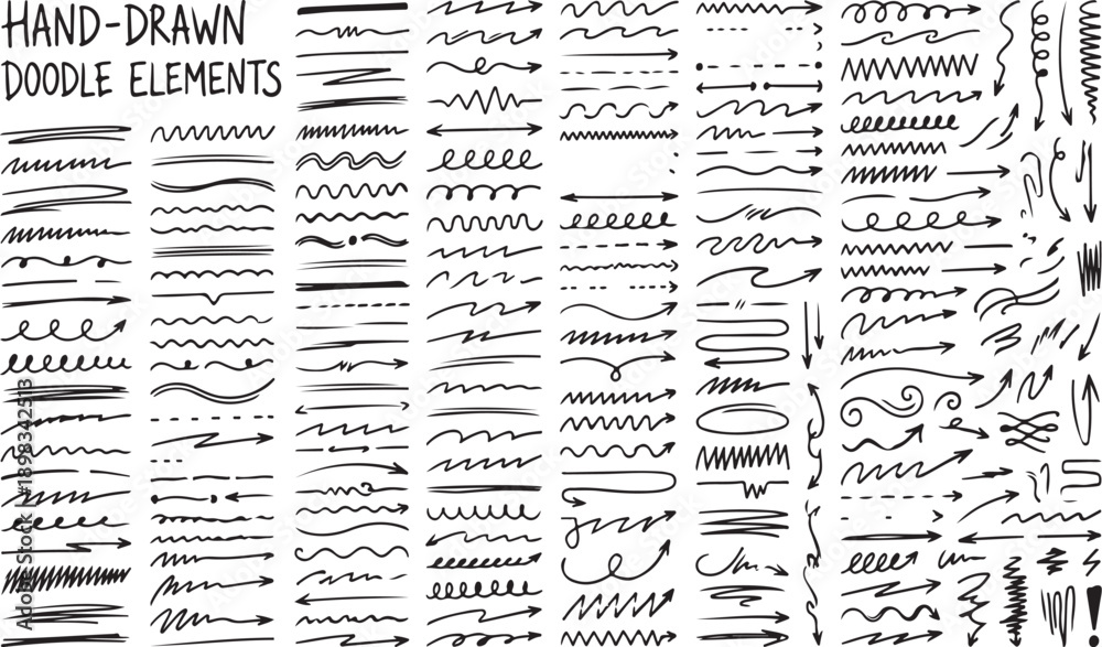 Naklejka premium Hand-Drawn Doodle Elements and Arrow Sketches