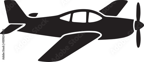 Propeller Airplane Silhouette Icon – Small Aircraft Symbol for Aviation Design