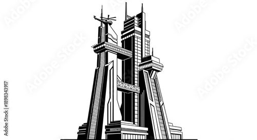 Detailed drawing of a skyscraper.