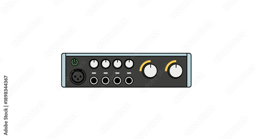 Fototapeta premium Professional Audio Mixer Interface Equipment on Isolated White Background