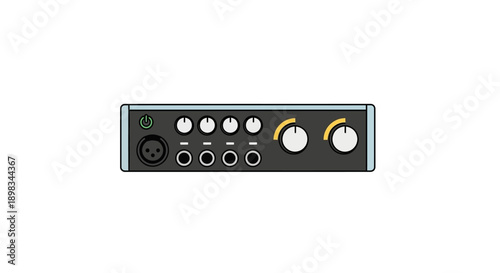 Professional Audio Mixer Interface Equipment on Isolated White Background