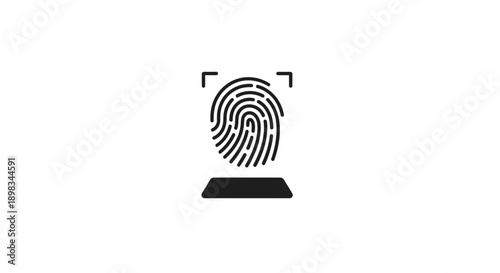 Fingerprint icon for biometric security and personal identity, isolated white background
