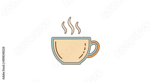 A vector illustration of a steaming cup of coffee in a minimalist style
