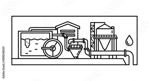 Industrial water treatment system machinery.