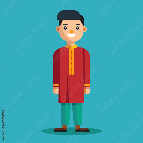 Smiling man in traditional Nepali Kurta Pajama
