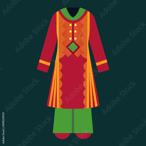 Traditional Red and Green Salwar Kameez Outfit