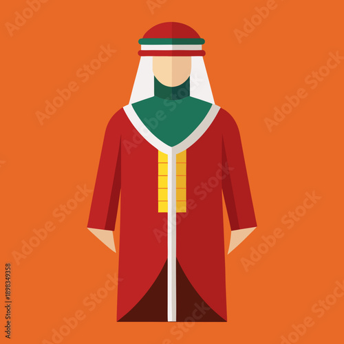 Man in Red Traditional Arabic Thobe