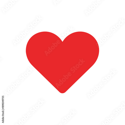 A vibrant red heart shape floating against a stark white background