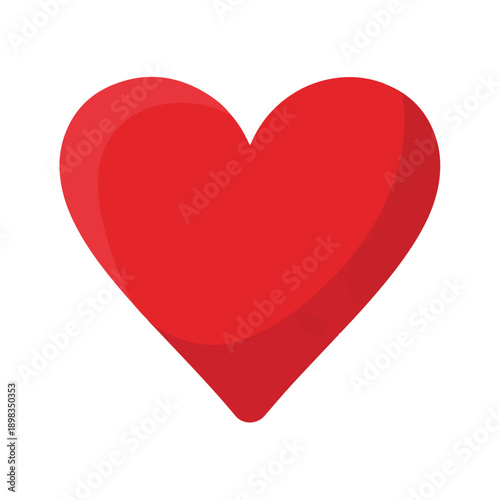 A vibrant, red heart shape, simple design, solid background