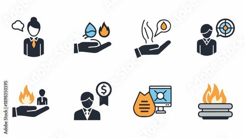 Collection of business or concept icons. Colorful flat design