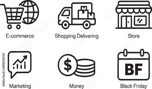 E-commerce and Online Shopping Delivery Web Icons