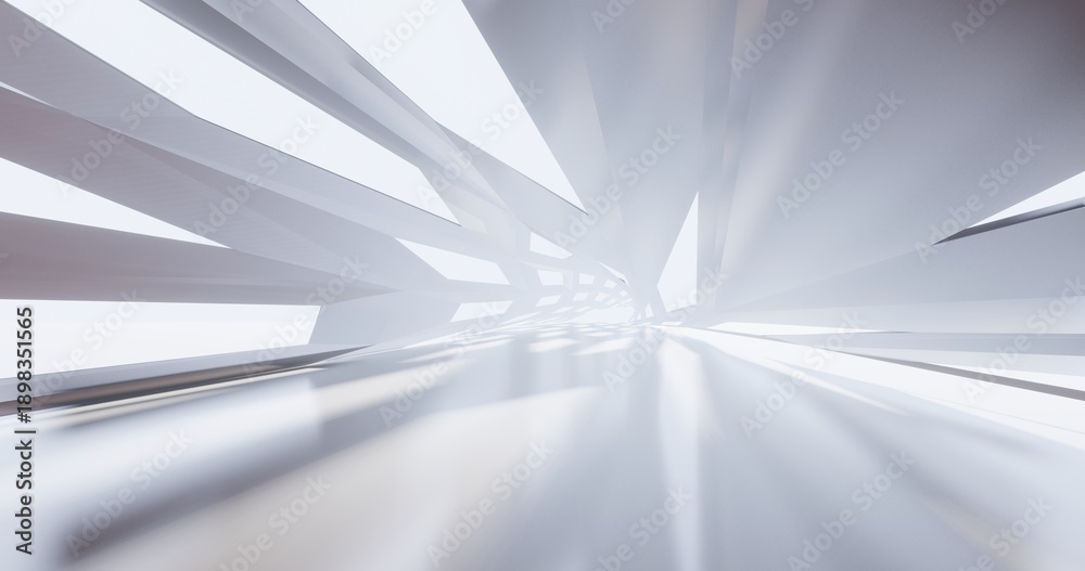 Fototapeta premium Futuristic abstract background crystal arched interior 3d render