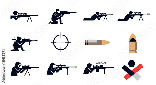 Collection of Rifle and Target Icons.