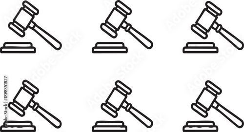 Gavel Outline Icons Set for Justice and Auction Design