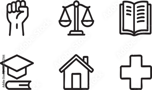 Human Rights  Social Justice Line Icon Collection