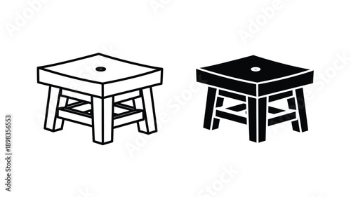 Two stools one light and one dark displayed as a silhouette