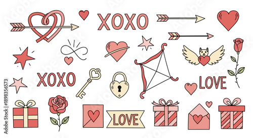 Valentines Day Heart Love Symbols Collection.