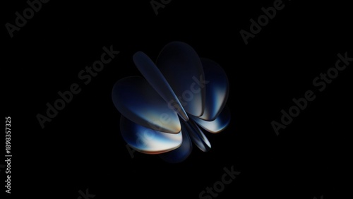 Quadro em tela 3D Render of Soft Wing-Shaped Petals, Iridescent Deep Blue. 4K