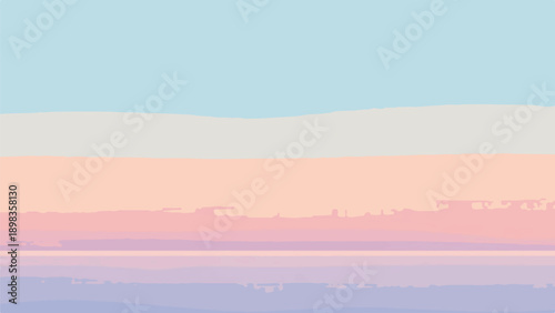 Abstract landscape with bands of color evoking sky and horizon
