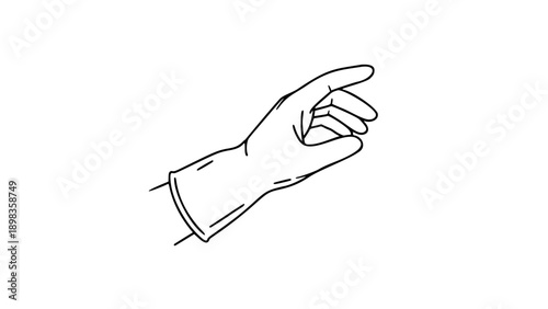 Single Line Rubber Cleaning Glove — Minimalist Hygiene & Protection Line Art Icon