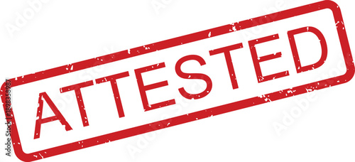 A vibrant red rubber stamp with the word ATTESTED boldly displayed against a clean white background