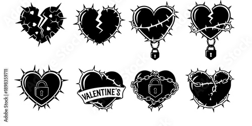 "Anti-Valentine" Edgy Heart Silhouettes