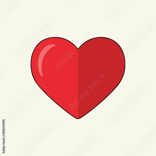 A vibrant, two-tone heart with a glossy highlight on a light background