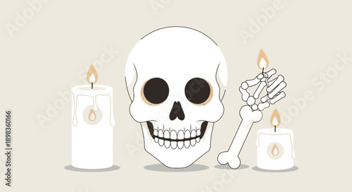 A Skeleton's Illumination With Dripping Candles