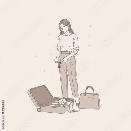 A Woman Packs Her Suitcase Ready For A Stylish Getaway Adventure