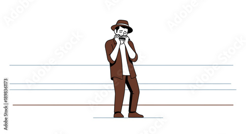 A Person Playing The Harmonica With A Hat, Performing Musical Melodies