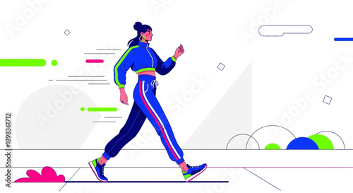 Active Woman Jogging Motion Graphic Motion Blur Dynamic Movement