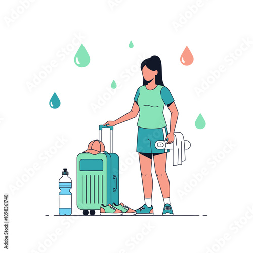 Active Woman Preparing For A Fitness Getaway Adventure