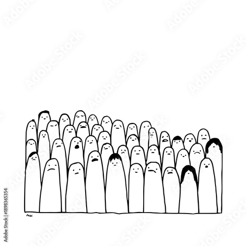 Sad People Crowd Illustration