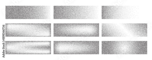 Noise grain gradient background, dot pattern spray effect set