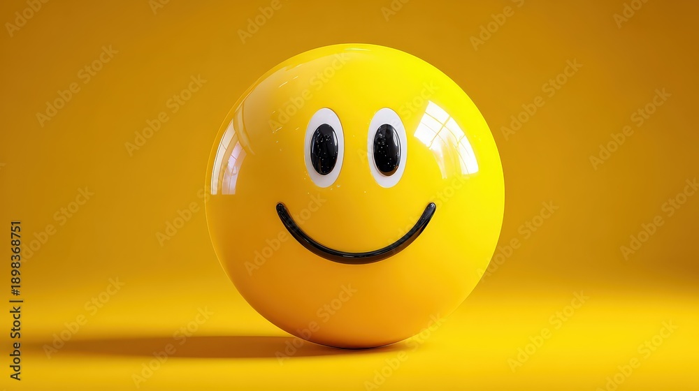custom made wallpaper toronto digitalHigh-Quality 3D Yellow Smiley Face Icon on Yellow Background