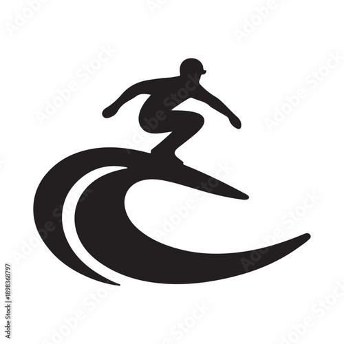 surf wave ride vector silhouette clip art logo design illustration. abstract surf icon collection
