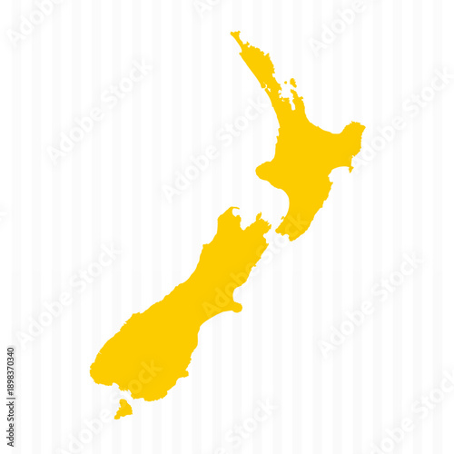 High Quality Yellow New Zealand Map