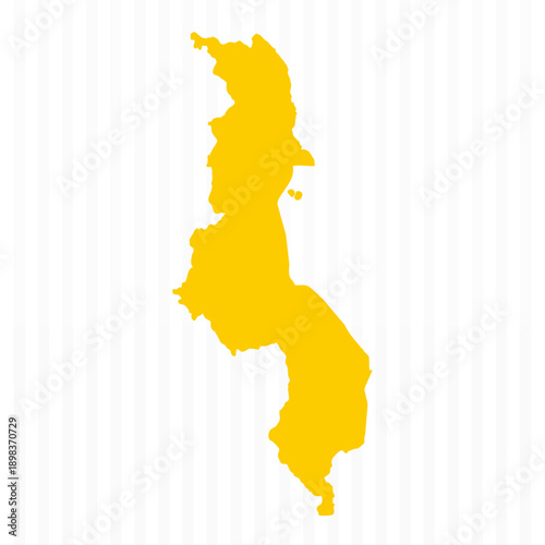 High Quality Yellow Malawi Map