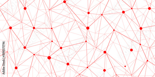 connected dot with red line .many squares and rectangle shapes .Internet connection network high digital technology with connecting points and dot	