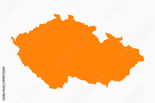 Orange Simple Map of Czech Republic Country