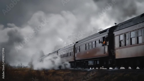 view of a train running