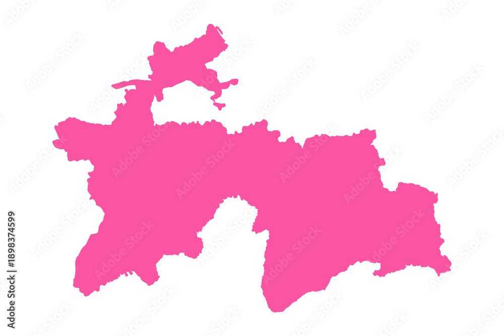 Obraz premium Vector Editable Pink Tajikistan Simple Map