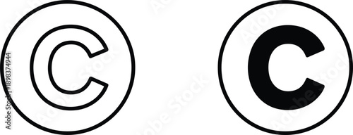 Copyright Symbol Variations Outline and Filled Circle C Icons Keywords: copyright, symbol, c, circle, outline, filled, icon, law