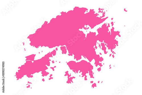 Vector Editable Pink Hong Kong Simple Map
