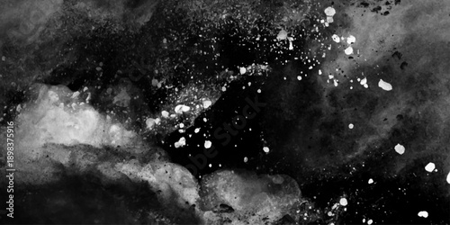 A black and white view of a vast space filled with countless stars, Translucent white Nebula Corridor with Starry Deep Space Glow 