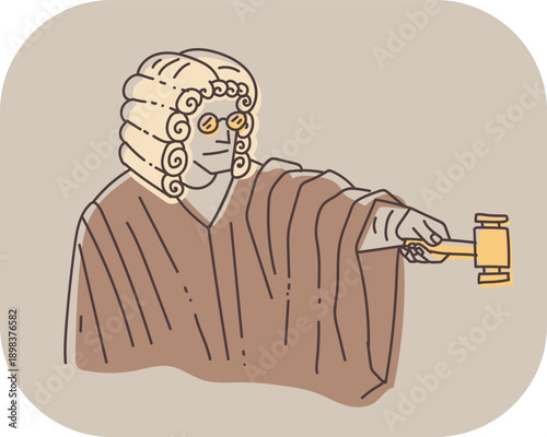 Creamy and brown crime and punishment illustration. Judge