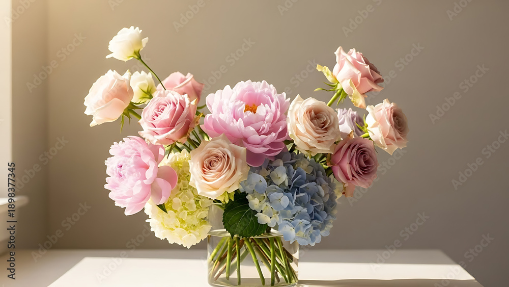 Obraz premium Beautiful Pink and Blue Flower Arrangement