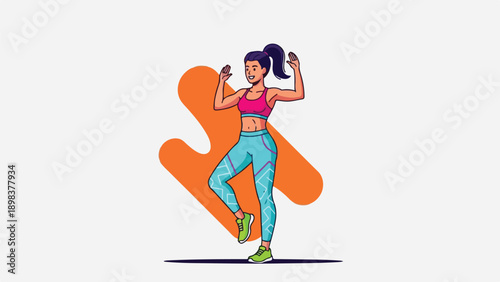 Illustration of a woman in fitness attire doing an exercise